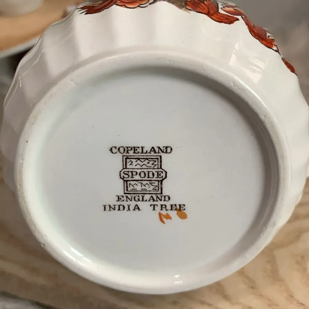 As Is Damaged Copeland Spode Indian Tree Small Pitcher Orange Floral Scallop - Picture 4 of 17